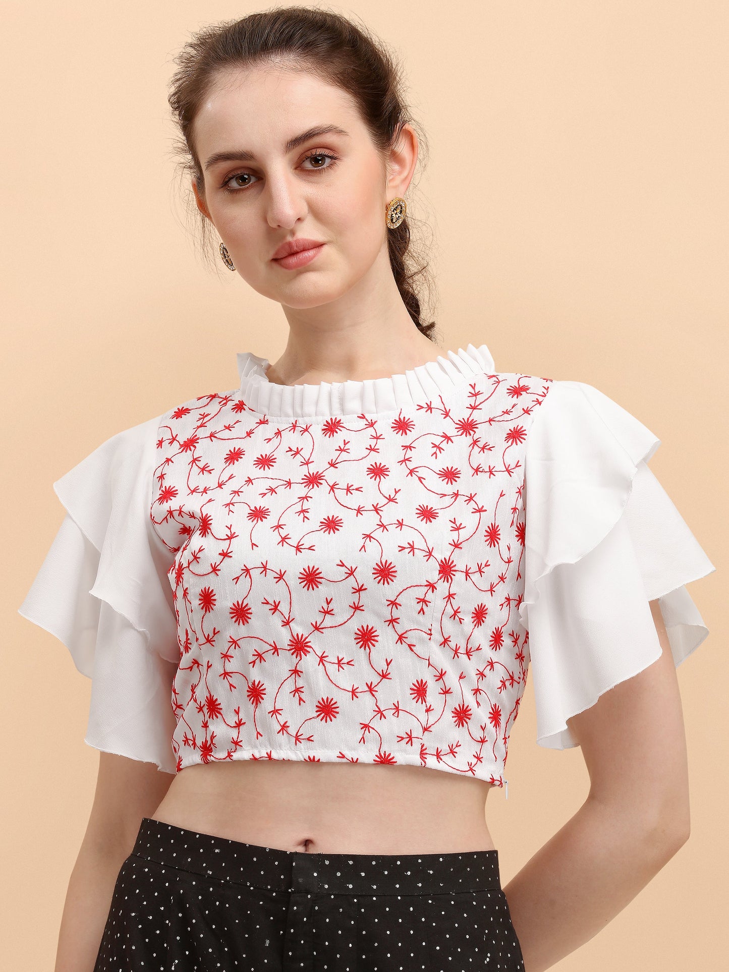 Casual Layered Embroidered Women Top