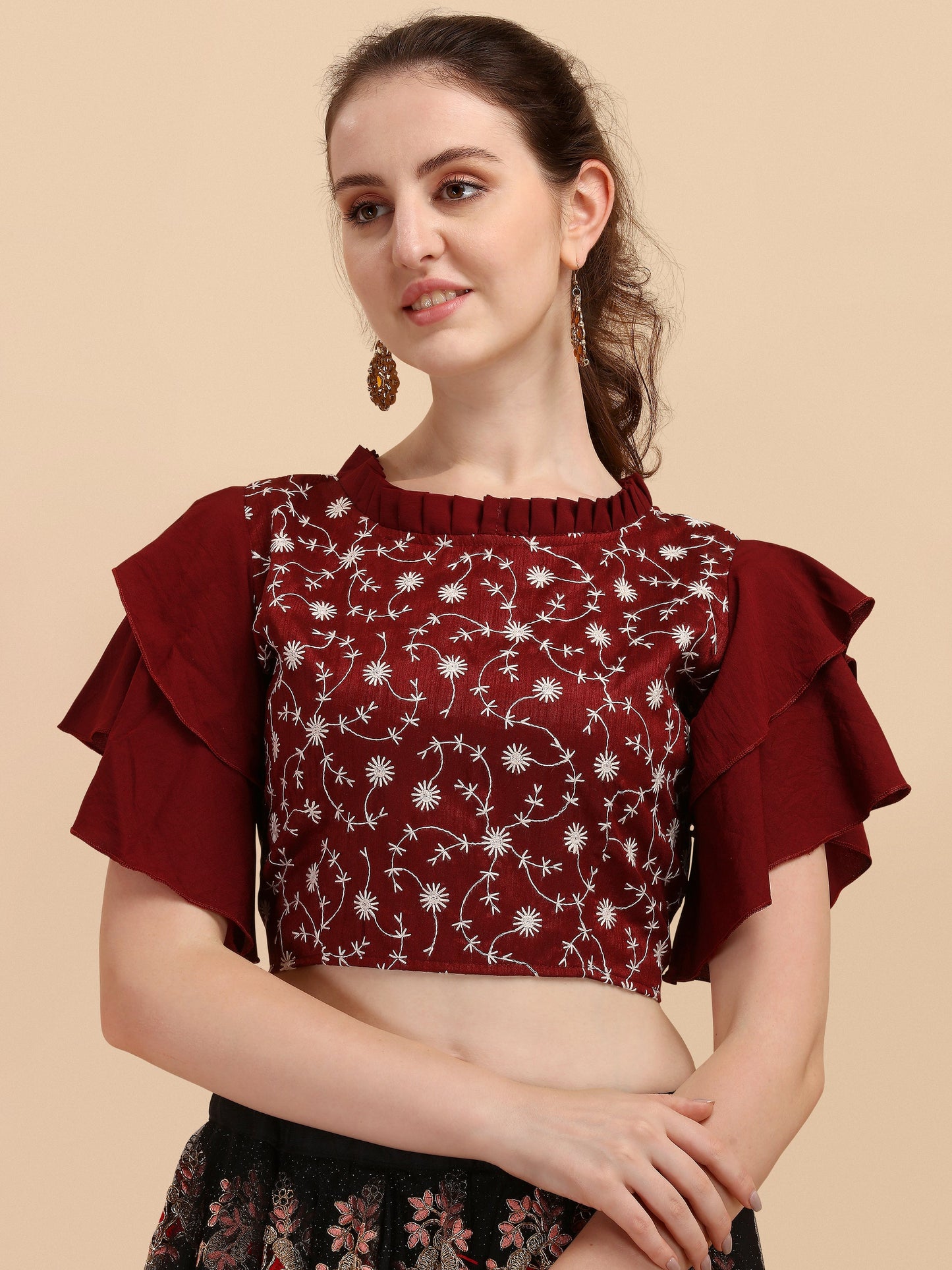 Casual Layered Embroidered Women Top