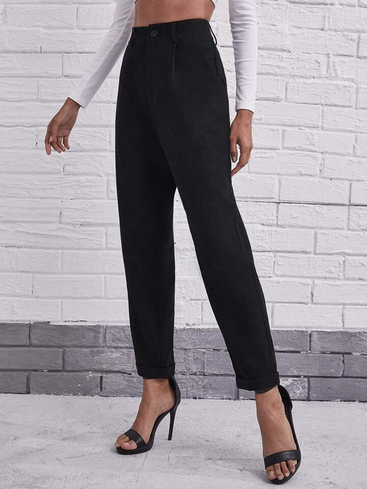 Clasic High Waist Slant Pocket Tailored Trousers