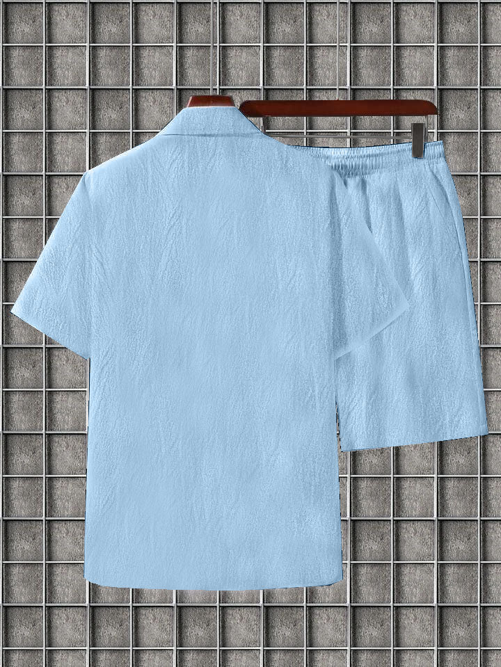 Men's Skyblue colour seersucker casual shirt & short