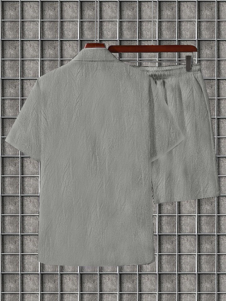 Men's Grey colour seersucker casual shirt & short