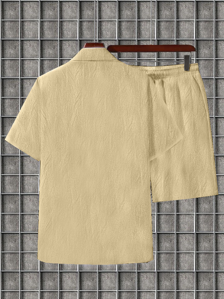 Men's skin colour seersucker casual shirt & short