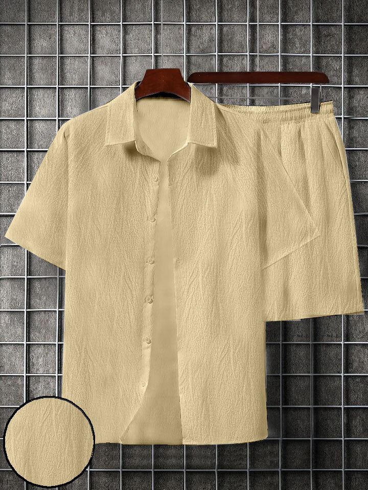 Men's skin colour seersucker casual shirt & short