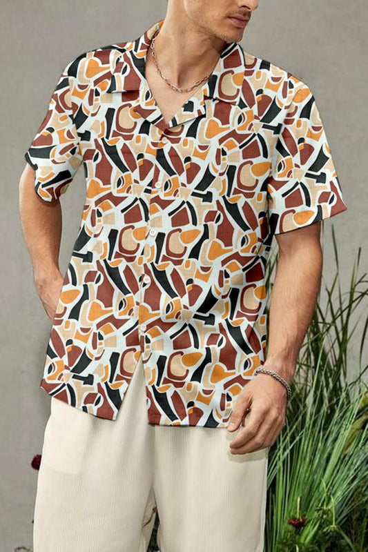 Brown Abstract Paradise Hawaiian Shirt For Men