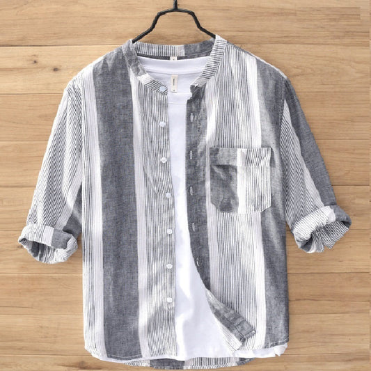 Gray & White Color Full Sleeves Summer Shirt