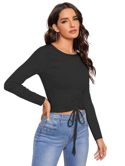 Qutie full Sleeve Drawstring Peplum Schiffy top