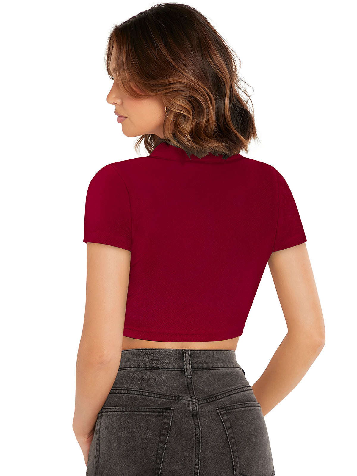 Privé V Neck Ribbed Knit Crop Tee