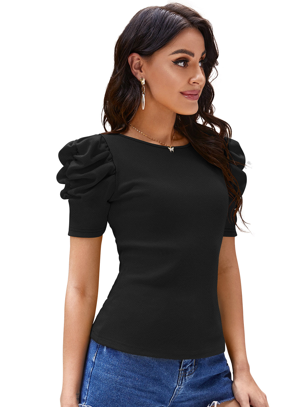 LUNE Eyelet Embroidery Butterfly Sleeve Tee