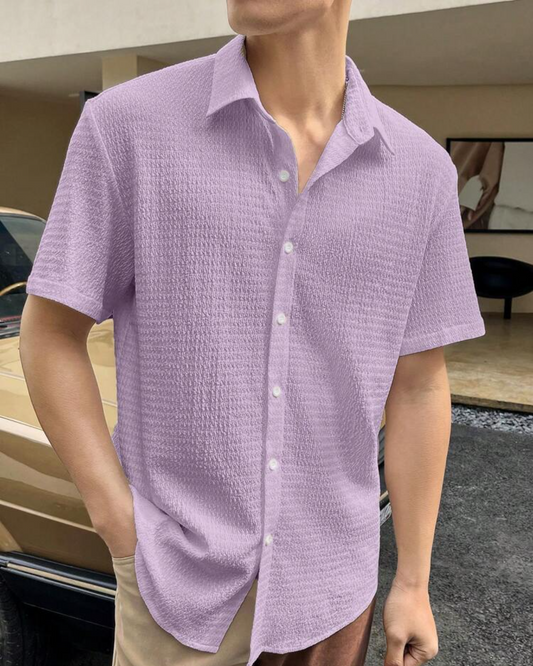 Lavender Seersucker Half Sleeve Shirt