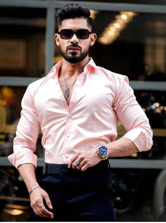 Pink Super Soft Premium Formal Shirt For Men's