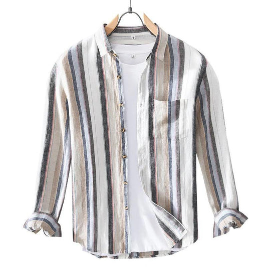 Brown Shade Multicolor Black Stripe Shirt For Men